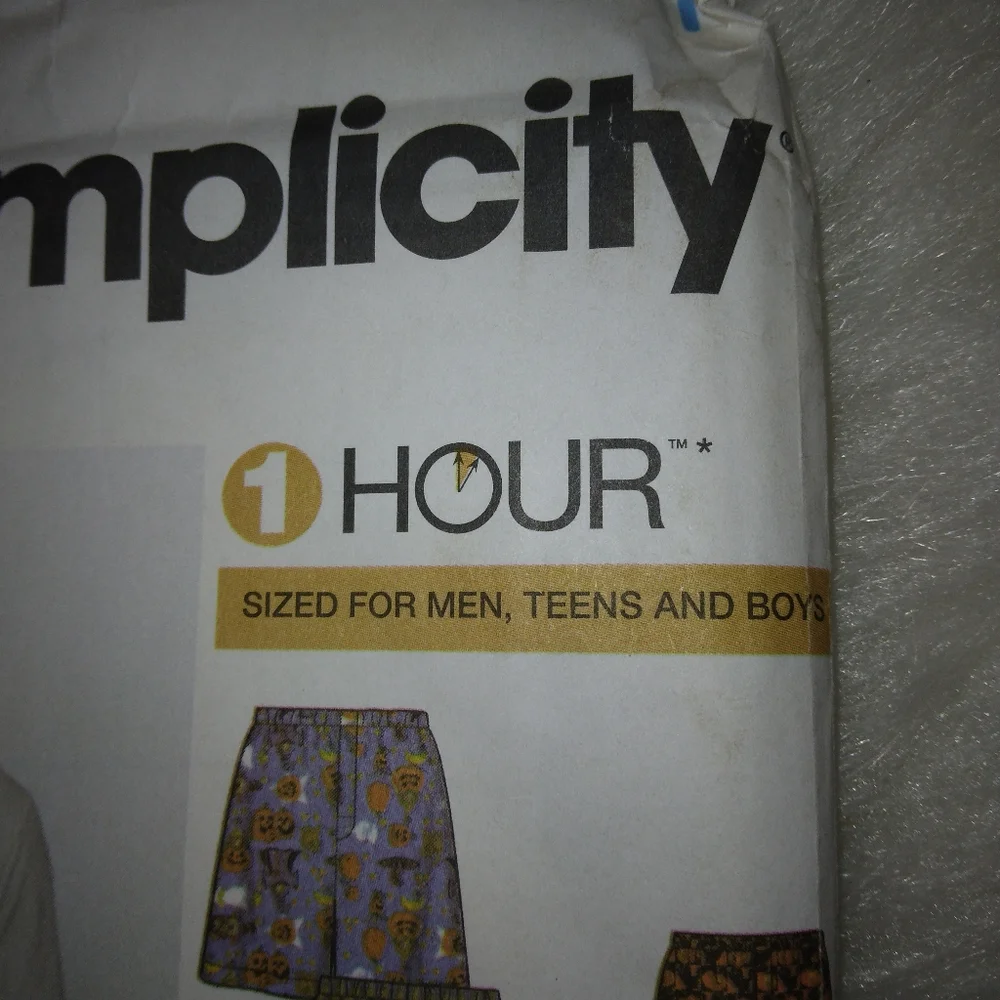 SIMPLICITY 9958 Boy's and men's boxer shorts, 1 hour Boy's xs-xl, men's xs-xl